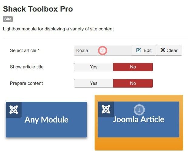 selected joomla article