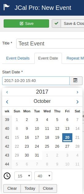 Use calendar to set start date