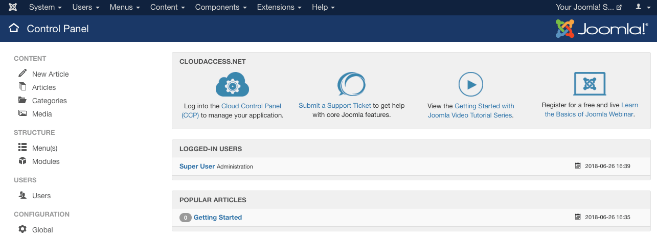 joomla admin