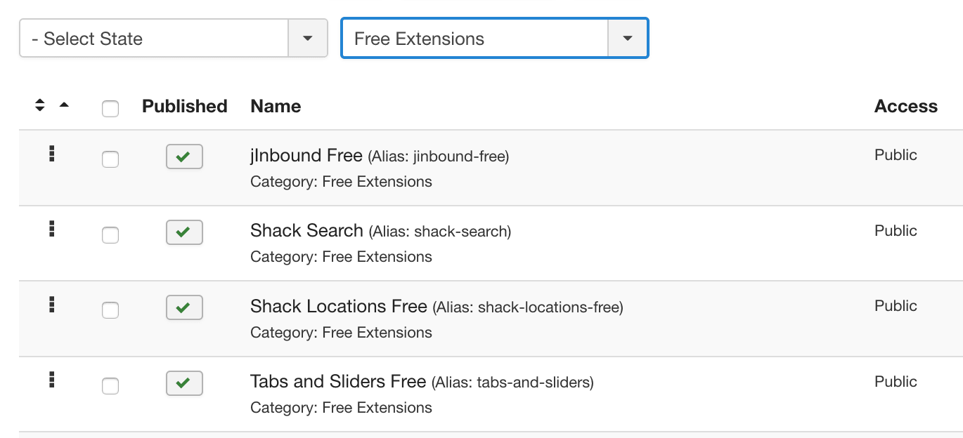 free extension downloads at Joomlashack