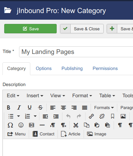 My landing pages category