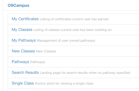 OSCampus menu links