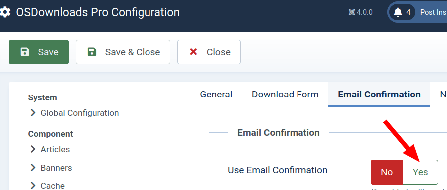 04 set the use email confirmation parameter to yes joomla4