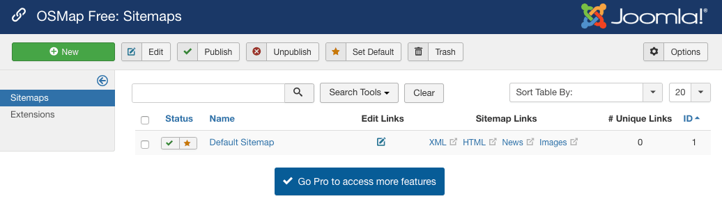 using a joomla sitemap