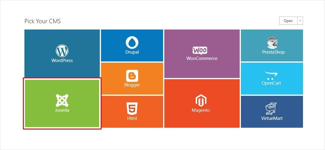 Select Joomla as your CMS