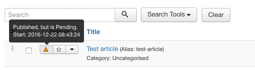 a pending article in Joomla