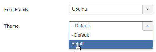 locate the theme parameter and click setoff