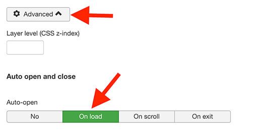 shack toolbox auto open popup on page load