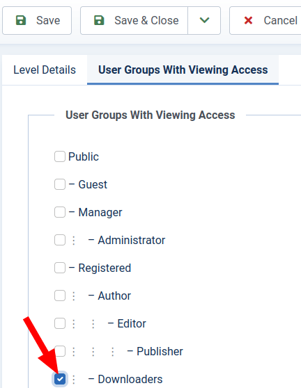choose the user group you just created