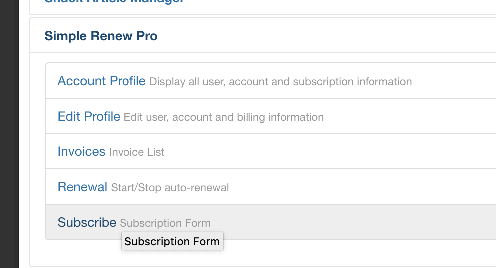 subscribe menu link