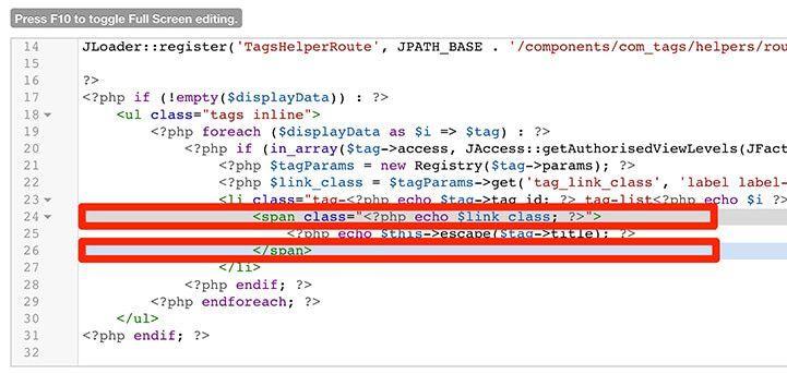 Updated version of tags.php
