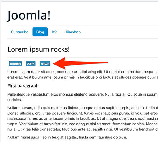 Joomla tags with no links