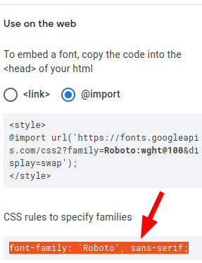 copy the css rules