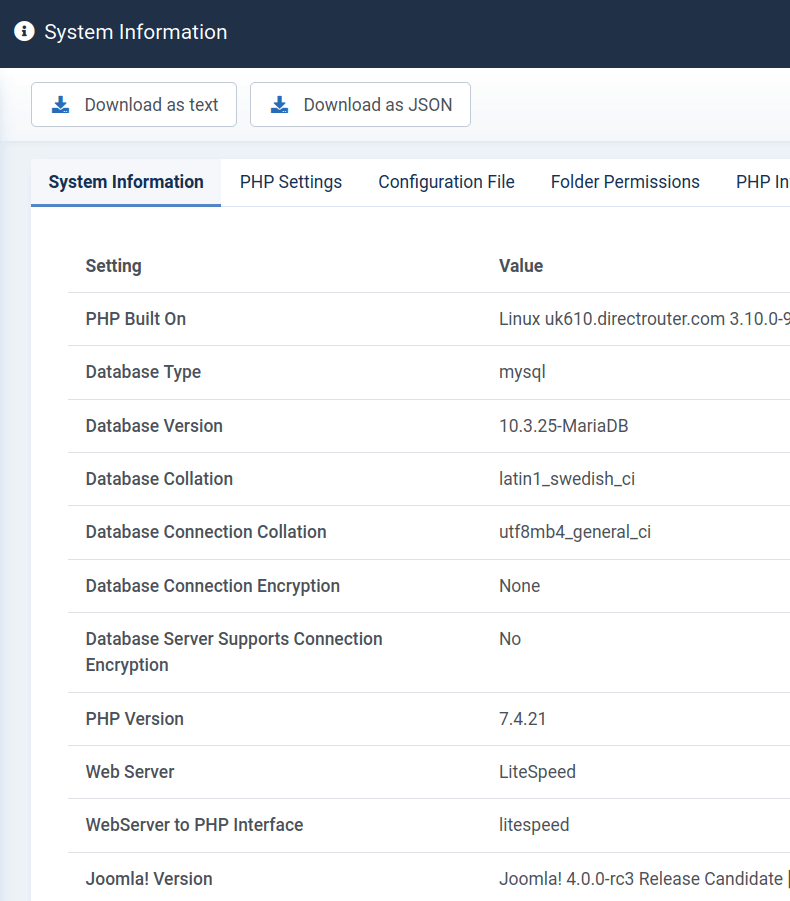 Joomla PHP supported versions