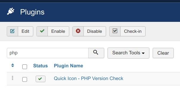 the php version check joomla plugin