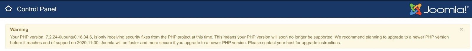 php eol warning message