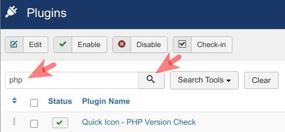 locate the php version check