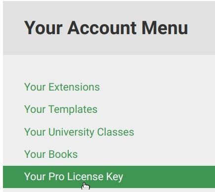 click the Your Pro License Key link
