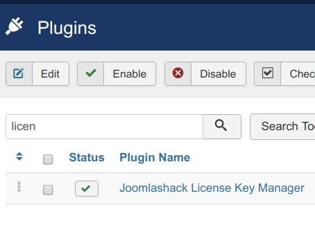 Find the Joomlashack License Key Manager