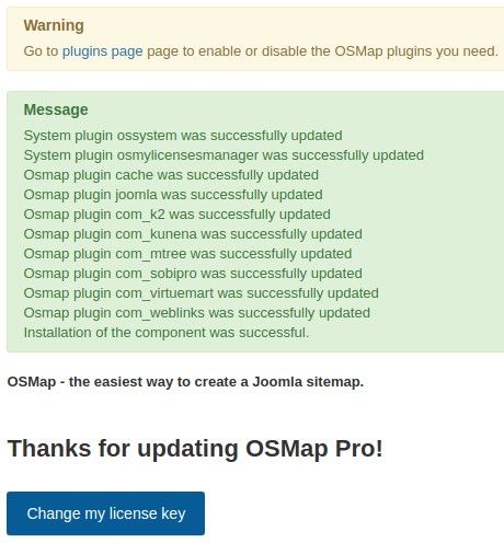 OSMap installation success messages