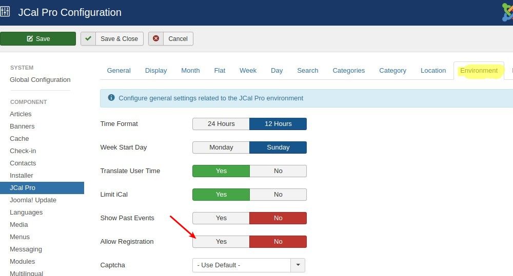 Allow Registration default setting to No