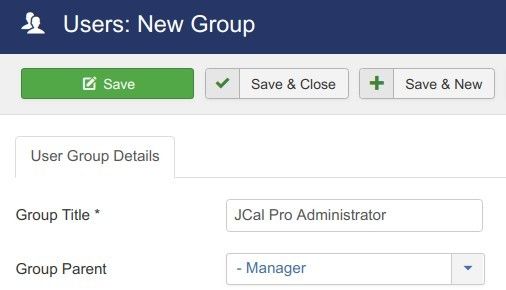 create jcalpro administrator group