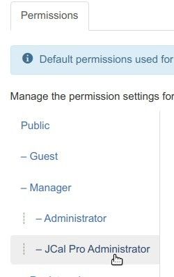 click on your jcalpro administrator group