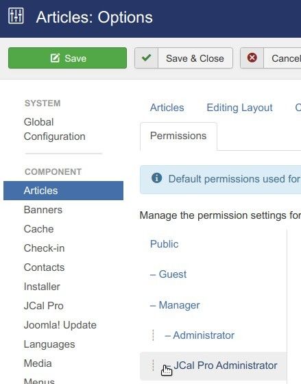 click on the name of your jcalpro administrator