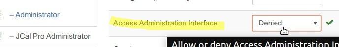 set access administration interface to denied