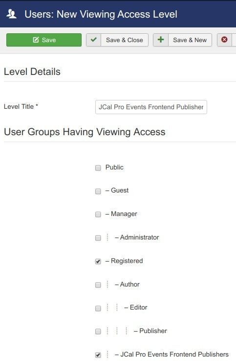 02 create access level for jcalpro events frontend publishers