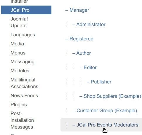 click jcal pro events moderators tab