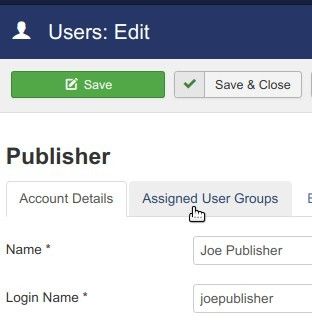 click on the assigned user groups