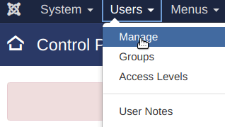 Users > Manage