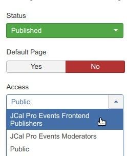 set the access to jcalpro events publishers