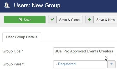 create new group approved events creators