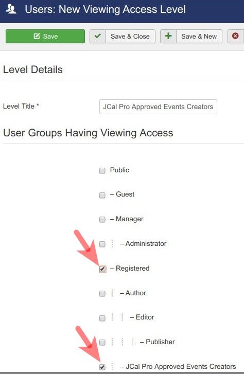 create access level for approved events creators