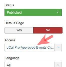 change the access level to the approved events creators