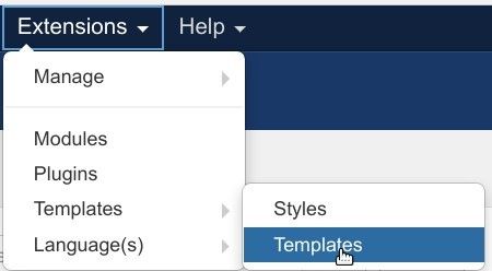 go to extensions templates templates