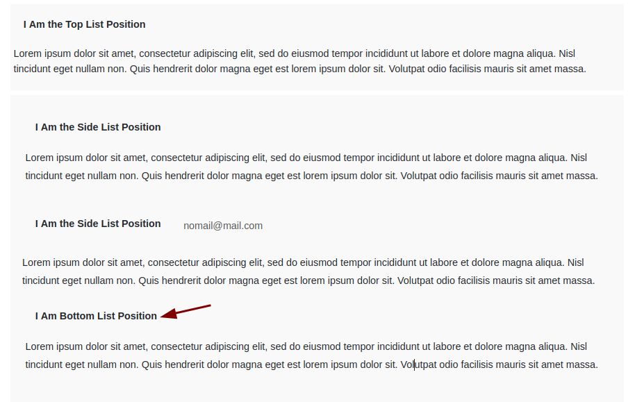 the bottom list position