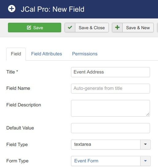 create new field for event address
