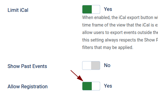 the Allow Registration set to Yes
