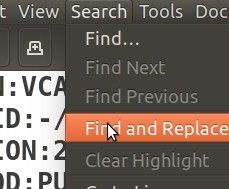click search and then find and replace