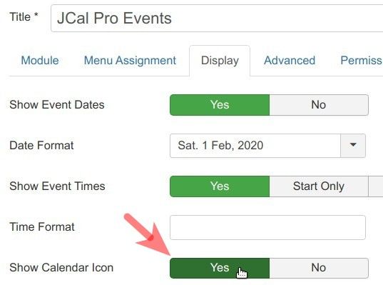 set the show calendar icon parameter to yes