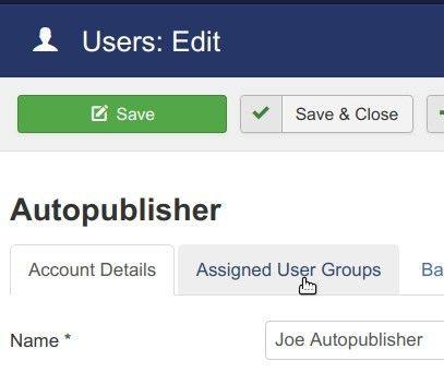 click the assigned user groups