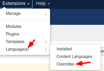 go to extensions languages overrides