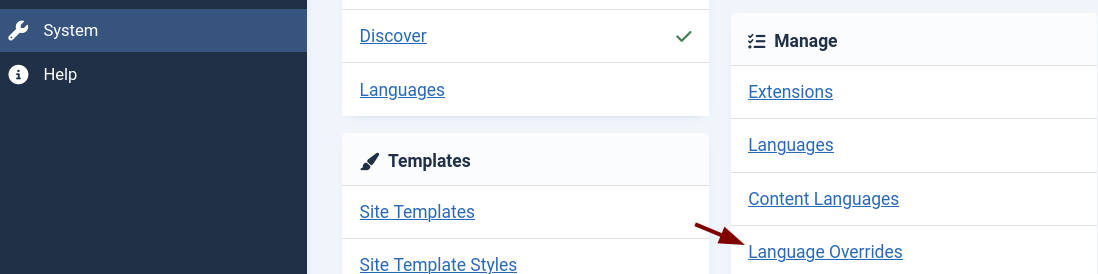 the language overrides link