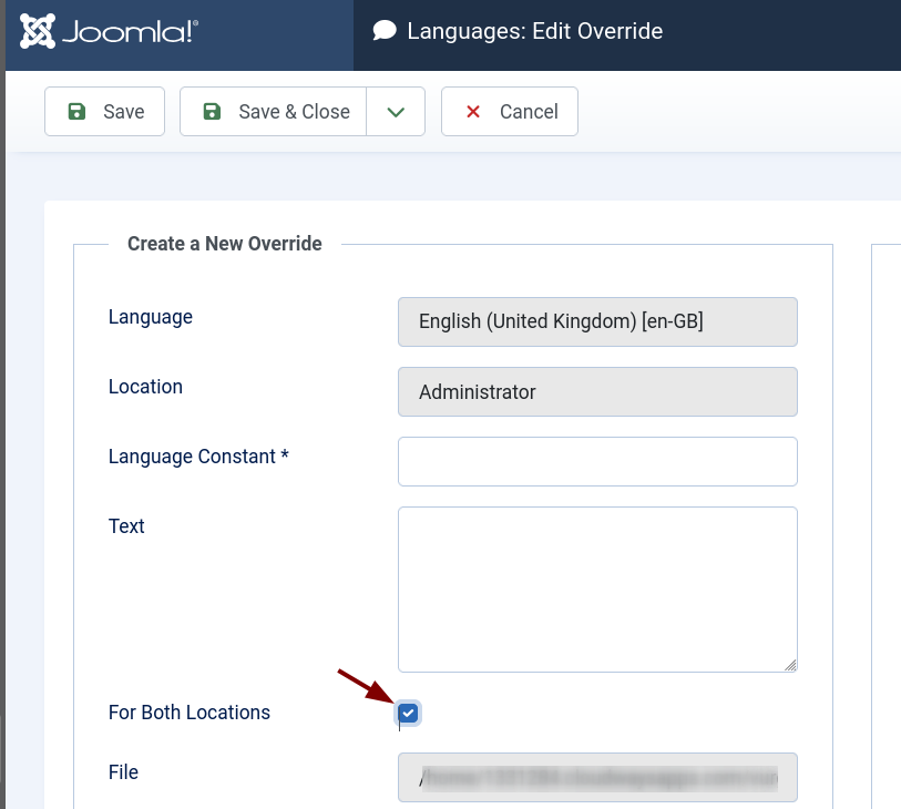 the for both locations checkbox