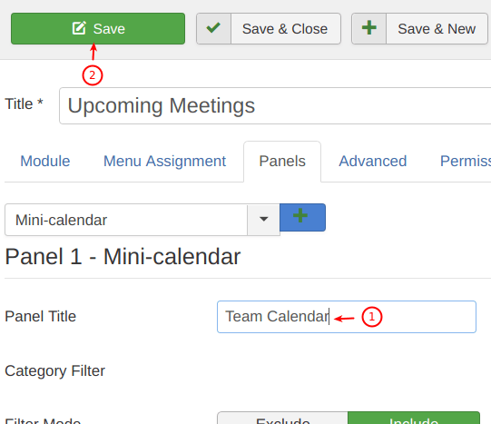 enter team calendar click save