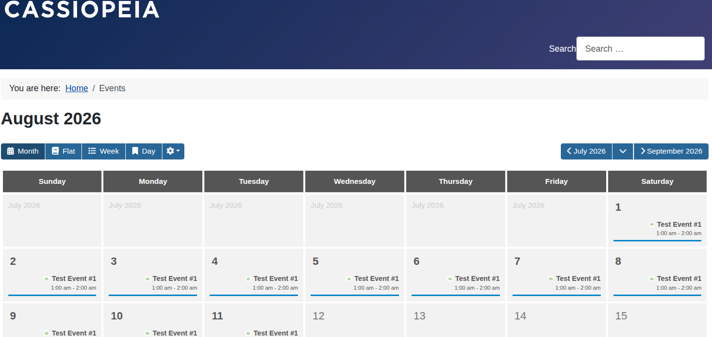 jJCal Pro Monthly view on a desktop