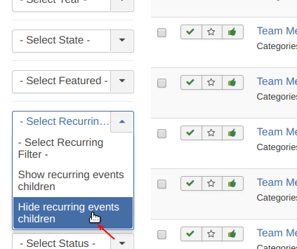 hide recurring events children filter